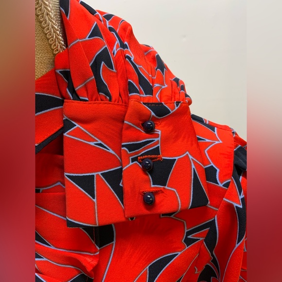 Ann Taylor Floral Ruffle Shirtdress in Night Sky Sz Small - Picture 5 of 11